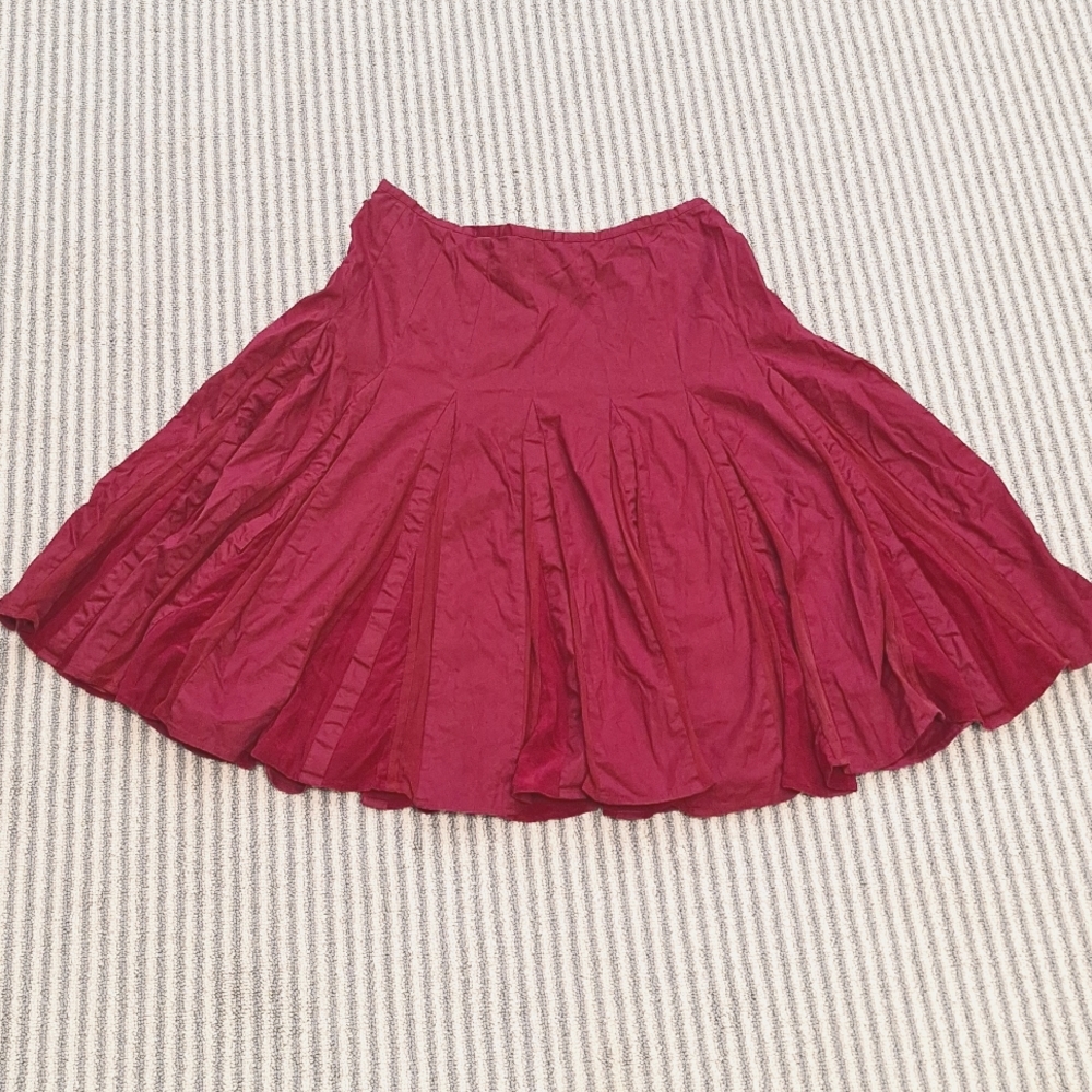 Anthropologie Vintage Odillev Dark Red Pleated Skirt